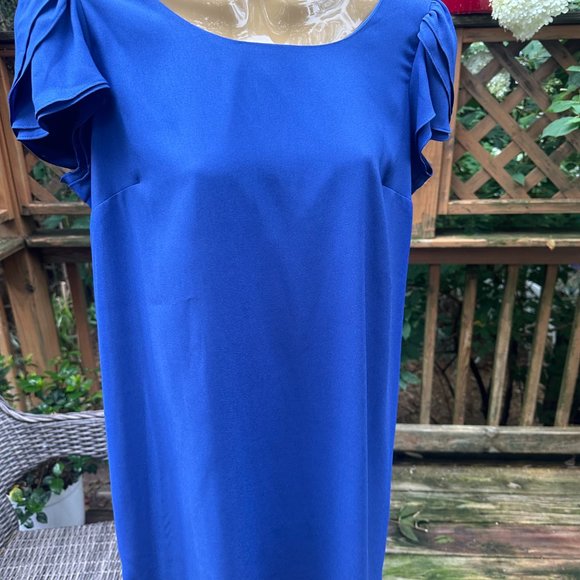 Bright Blue Classic Knee-Length dress - Picture 6 of 6